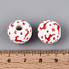 Christmas Spray Painted Schima Wood Beads WOOD-T032-35I-4