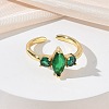 Brass Micro Pave Cubic Zirconia Cuff Open Rings for Women RJEW-L343-14G-06-2