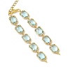 Brass Glass Rectangle Link Bracelet Making AJEW-JB01649-02-2