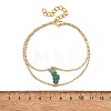 Brass Cable Chains & Natural Green Aventurine Chip Beads Double Layers Bracelets for Women BJEW-JB14134-01-4