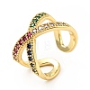 Cubic Zirconia Criss Cross Open Cuff Ring X-RJEW-E046-23G-01-4