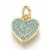 Brass Micro Pave Cubic Zirconia Charms X-ZIRC-Q015-040G-1