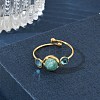 Natural Amazonite Adjustable Finger Rings for Women RJEW-A101-01G-01-2