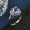 925 Sterling Silver Micro Pave Cubic Zirconia Finger Rings RJEW-B134-01A-04-1