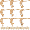 12Pcs Crescent Moon Brass Micro Pave Clear Cubic Zirconia Stud Earring Findings KK-BBC0009-89-1