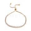 Brass Pave Clear Cubic Zirconia Horse Eye Box Chain Slider Bracelets BJEW-YWC0002-06A-G-1