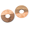 Transparent Resin & Walnut Wood Pendants RESI-S389-013A-B04-2