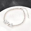 Brass Micro Pave Clear Cubic Zirconia Round Beaded Bracelets BJEW-F528-05P-1