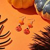 Halloween Pumpkin Jack-O'-Lantern Synthetic Turquoise Dangle Earring EJEW-JE05170-2