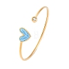 201 Stainless Steel Enamel Cuff Bangles for Women BJEW-F492-01G-02-1