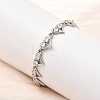 Heart Brass Micro Pave Cubic Zirconia Link Chain Bracelets BJEW-L715-01P-01-1