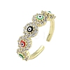 Brass Micro Pave Cubic Zirconia Cuff Rings for Women RJEW-D322-08G-4