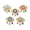 Evil Eye Rack Plating Brass Cubic Zirconia Pendants KK-G504-20G-1