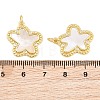 Brass Micro Pave Clear Cubic Zirconia with White Shell Pendants CU-CBA9482-02G-04-3