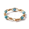 Round Natural Ruby & Magnesite & Tourmaline & Amethyst & Lapis Lazuli Finger Ring RJEW-JR00740-5