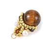 Natural Tiger Eye Round Pendants PALLOY-MZ01402-2