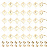 Unicraftale 60Pcs 201 Stainless Steel Rhombus Stud Earring Findings with Hole & 304 Stainless Steel Pins & Ear Nuts  STAS-UN0047-01-1