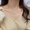 Butterfly Alloy Crystal Rhinestone Pendant Double Layer Necklaces for Women WGB64F3-01-3