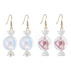 2 Pairs 2 Colors Lace Inside Glass Candy Ball Dangle Earrings EJEW-FI0001-15-1