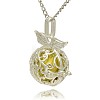 Silver Color Plated Brass Hollow Round Cage Pendants KK-J230-08S-2