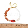 Summer Beach Handmade Porcelain Fish & Gemstone Chip Seed Beads Beaded Bracelets for Women BJEW-JB14440-5