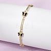 Brass with Cubic Zirconia Link Bracelest for Women BJEW-K298-03G-1
