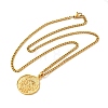 Brass Clear Cubic Zirconia Curb Chain Constellation Pendant Medal Necklaces for Women NJEW-U010-01G-11-2