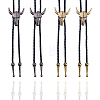 4Pcs 2 Colros Retro Alloy Pendant Black PU Leather Lariat Bolo Tie Necklaces NJEW-ME0001-11A-1