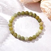 Frosted Natural TaiWan Jade Round Beaded Stretch Bracelets for Women Men BJEW-JB11478-02-2