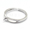 Anti-Tarnish Adjustable Rhodium Plated 925 Sterling Silver Design Ring Mounts Fittings with Pearl Seat X-STER-I016-016P-3