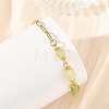 Natural Mixed Stone Round Column Beaded Chain Bracelets with 304 Stainless Steel Paperclip Chains BJEW-JB14298-2