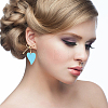 5 Pairs 5 Colors  Alloy Bowknot with Heart Dangle Stud Earrings EJEW-AN0003-59-4