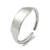 304 Stainless Steel Blank Rectangle Open Cuff Rings for Women RJEW-D022-02P-1