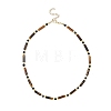 Column Natural Tiger Eye & Faceted Round Synthetic Blue Goldstone Beaded Necklaces NJEW-JN05663-3