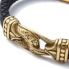 Men's Braided Black PU Leather Cord Bracelets BJEW-K243-42G-2