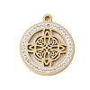 Preserved Fresh Flower 304 Stainless Steel Rhinestone Pendants STAS-S139-01G-08-1