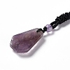 Natural Amethyst Hexagon Pendant Necklace with Nylon Cord NJEW-G094-A01-3
