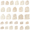 2 Sets 2 Style Unfinished Wood Dollhouse Doors & Windows WOOD-CP0001-02-1