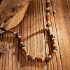 Adjustable Vintage Bohemian Men's Round Natural Tiger Eye and Column Wood Beaded Necklaces HA1225-8