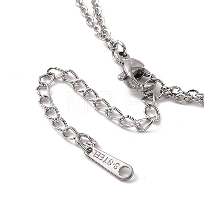 Stainless Steel Hollow Out Cross Pendant Double Layer Necklace with Cable Chains for Men Women NJEW-E088-01P-1