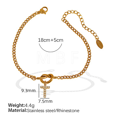 304 Stainless Steel Micro Pave Clear Cubic Zirconia Charm Bracelets WG4D47F-21-1