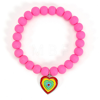 Rainbow Heart Zinc Alloy Enamel Charm Bracelets FS-WGF96C6-05-1