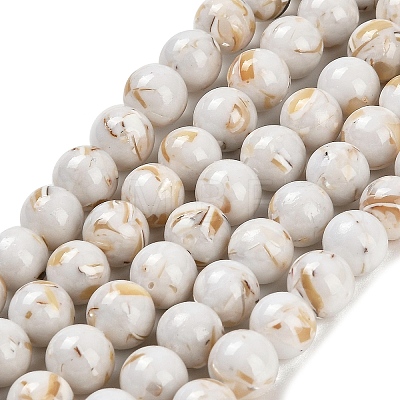 Assembled Synthetic Stone and Trochus Shell Beads Strands X-G-B128-08C-01-1