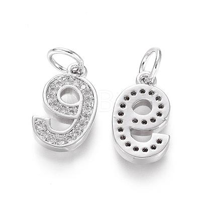 Brass Micro Pave Clear Cubic Zirconia Charms ZIRC-L092-09-P-1