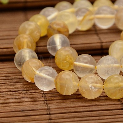 Natural Gemstone Yellow Hematoid Quartz Round Beads Strands G-N0078-10mm-01-1