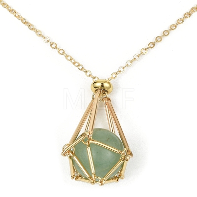 Brass Macrame Pouch Empty Stone Holder for Pendant Necklaces Making NJEW-TA00110-1