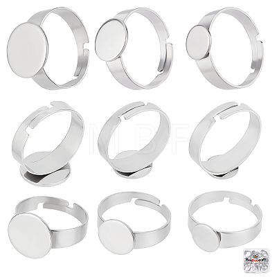 30Pcs 3 Style Adjustable 304 Stainless Steel Finger Rings Components STAS-BBC0001-32-1
