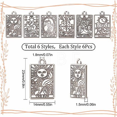 36pcs 6 style Tibetan Style Alloy Pendants FIND-SC0003-55-1