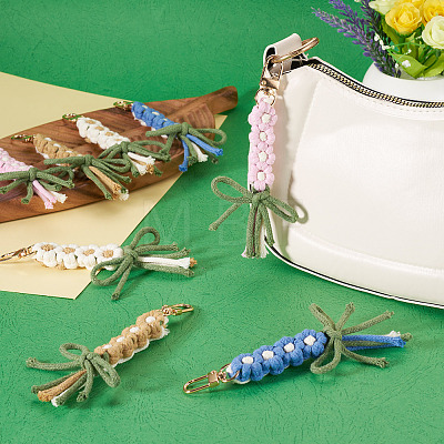 8Pcs 4 Colors Cotton Pendant Decorations HJEW-TA00405-1