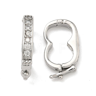 Oval Brass Micro Pave Clear Cubic Zirconia Twister Clasps KK-B170-18P-1